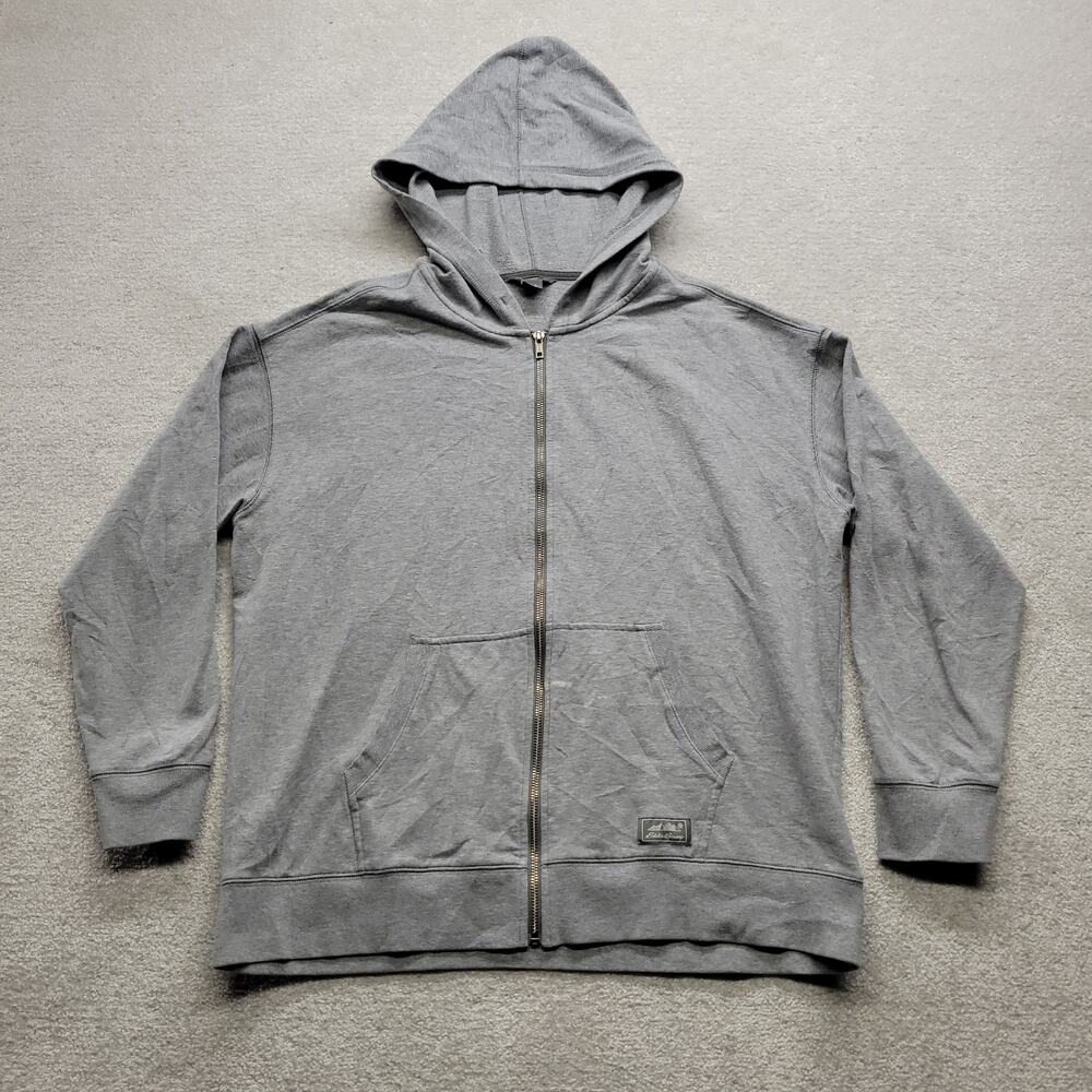 Eddie Bauer Women’s Large Gray Full Zip Hoodie Sweatshirt Lightweight Logo